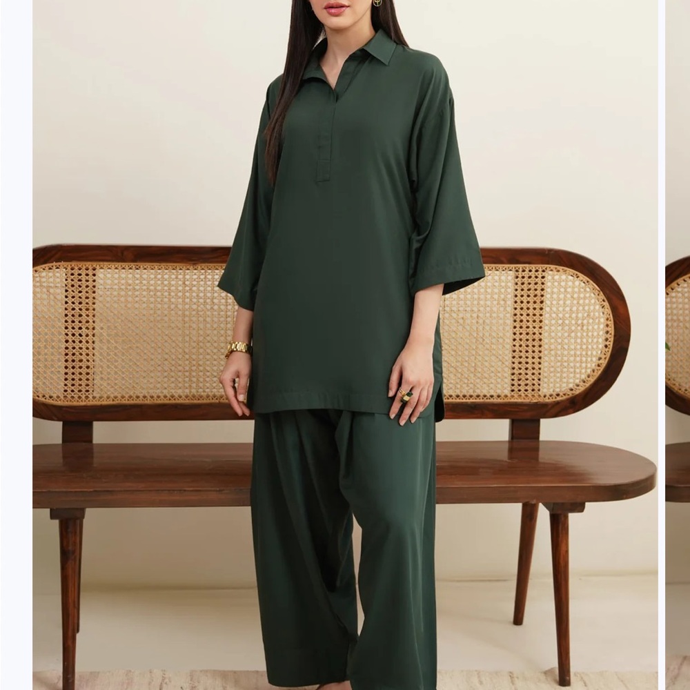 Dark Green Tunic and Pants Set
